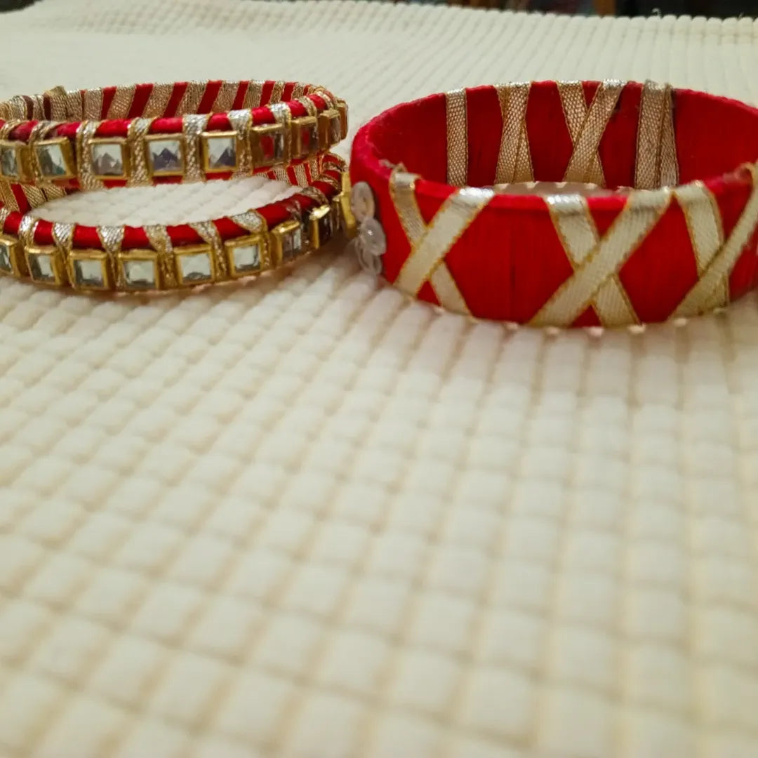 Stylish Ribbon & Kundan Bangles – Handmade Elegance for Weddings & Special Occasions