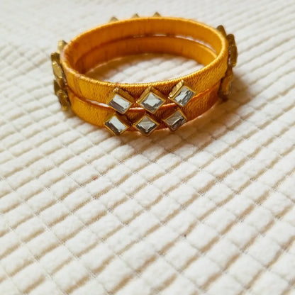 Sunshine Yellow Mirror Work Bangles