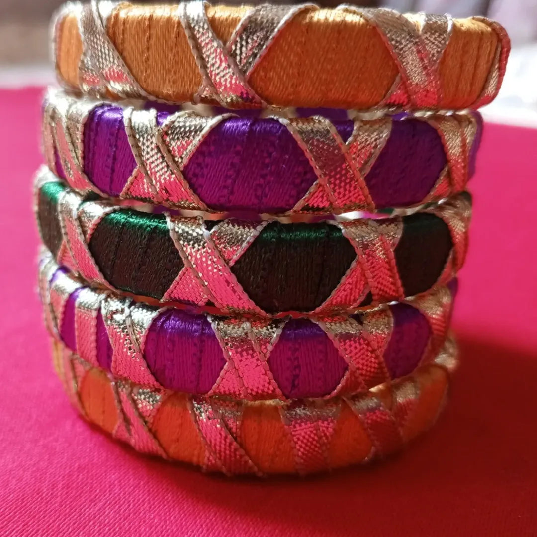 Ribbon & Kundan Bangles – Elegance on Your Wrist