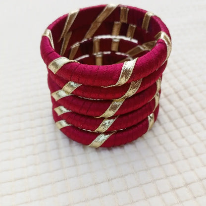 🌹 Regal Red & Golden Spiral Bangles 🌹