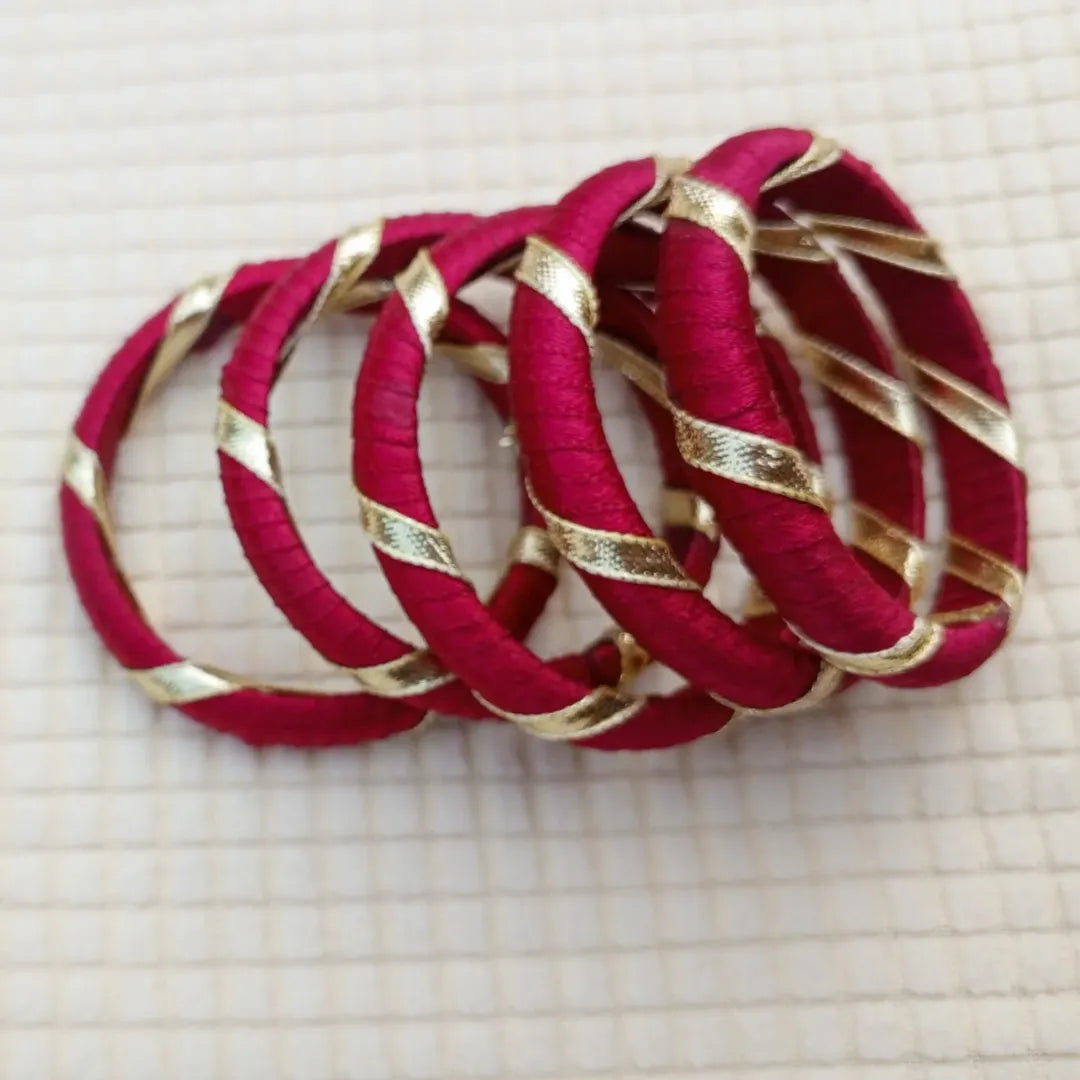 🌹 Regal Red & Golden Spiral Bangles 🌹