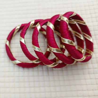 🌹 Regal Red & Golden Spiral Bangles 🌹