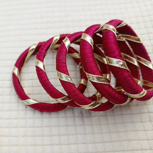 🌹 Regal Red & Golden Spiral Bangles 🌹