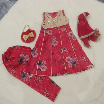 Vibrant Shocking Pink Festive Dress for Girls